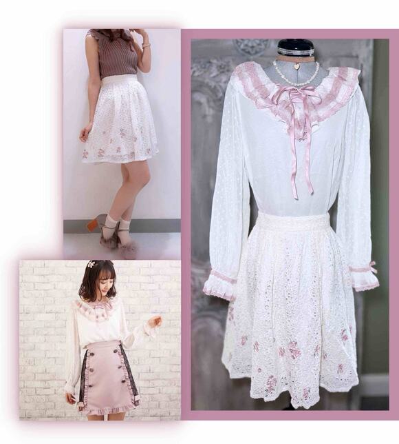 LIZ LISA Dresses & Skirts - Liz Lisa Dot Dobby Frill Top Floral Lace Skirt Jfashion Gyaru Himekaji Japan
